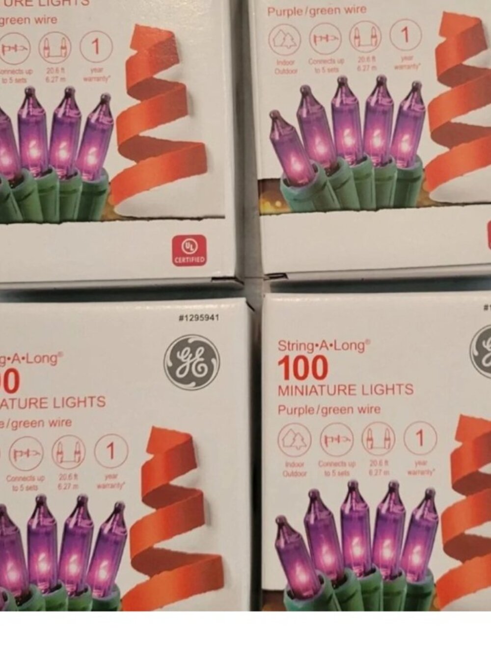 4 GE String-A-Long 100ct Purple String Lights Incandescent Halloween Christmas